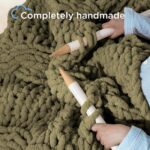 Chunky Knit Blanket Throw - 100% Hand Knitted Chunky Throw Blanket for Couch, Th... - Image 4