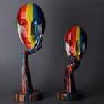 suruim Simple Creative Colorful Female Face Art Statue Thinker Sculpture Abstrac... - Image 3