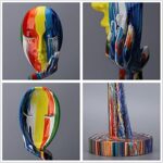 suruim Simple Creative Colorful Female Face Art Statue Thinker Sculpture Abstrac... - Image 4