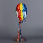 suruim Simple Creative Colorful Female Face Art Statue Thinker Sculpture Abstrac... - Image 6