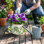 Dosayes Vintage Ceramic Ice Crack Flower Pot with Drainage Holes, Country Rustic... - Image 5