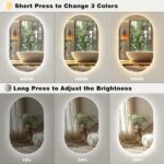 SMIROR Oval Backlit LED Bathroom Mirror, 28x36 Pill-Shaped Lighted Vanity Mirror... - Image 4