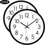 Lumuasky 2 Pack Black Wall Clock,12 Inch Silent Non Ticking Quartz Battery Opera... - Image 3