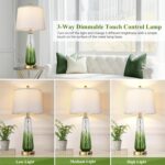 Glass Table Lamps Set of 2, Modern Bedside Lamps for Bedrooms with USB A+C Ports... - Image 3