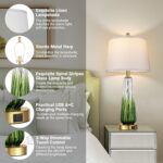 Glass Table Lamps Set of 2, Modern Bedside Lamps for Bedrooms with USB A+C Ports... - Image 4
