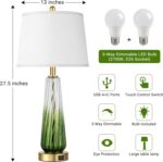 Glass Table Lamps Set of 2, Modern Bedside Lamps for Bedrooms with USB A+C Ports... - Image 5