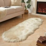 AMTOVO Faux Sheepskin Rug, Beige Ultra Soft Fluffy Shag Area Rug, 2 x 6 ft Faux ... - Image 3