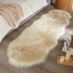 AMTOVO Faux Sheepskin Rug, Beige Ultra Soft Fluffy Shag Area Rug, 2 x 6 ft Faux ... - Image 5
