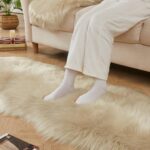 AMTOVO Faux Sheepskin Rug, Beige Ultra Soft Fluffy Shag Area Rug, 2 x 6 ft Faux ... - Image 8
