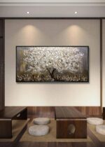 Boiee Art,24x48Inch Textured Hand Painted Silver Gray Wall Art Landscape Canvas ... - Image 7