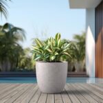Kante 18 Inch Dia Round Concrete Planter, Indoor Outdoor Large Plant Pot with Dr... - Image 4