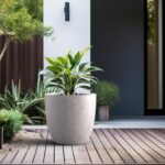 Kante 18 Inch Dia Round Concrete Planter, Indoor Outdoor Large Plant Pot with Dr... - Image 5