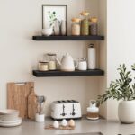 Fixwal Black Floating Shelves for Wall, 22" Long Wall Mounted Rustic Wood Shelve... - Image 5