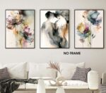 3 Pieces Watercolor Canvas Wall Art, Abstract Poster Print, Romantic Couple and ... - Image 3