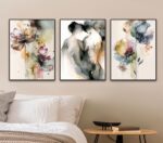 3 Pieces Watercolor Canvas Wall Art, Abstract Poster Print, Romantic Couple and ... - Image 6