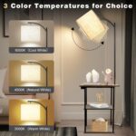 PESRAE Floor Lamp with Tables, End Table with Charging Station(USB & Type-C & AC... - Image 3