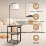 PESRAE Floor Lamp with Tables, End Table with Charging Station(USB & Type-C & AC... - Image 5