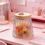FANTESTICRYAN Glass Coffee Nuts Canister Airtight Storage Jar Petal Decorative C... - Image 4