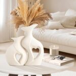XL Pearl White Vases for Decor,Nordic Heart Shaped Ceramic Vase Set of 2,Modern ... - Image 4