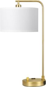 Innqoo Gold Table Lamp with USB Port and Outlet, Dimmable Nightstand Bedside Lam... - Image 5