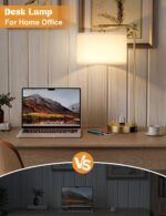 Innqoo Gold Table Lamp with USB Port and Outlet, Dimmable Nightstand Bedside Lam... - Image 6