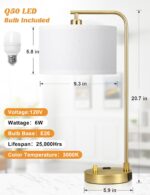 Innqoo Gold Table Lamp with USB Port and Outlet, Dimmable Nightstand Bedside Lam... - Image 9