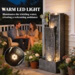 Outsunny 40" Tall Outdoor Waterfall Fountain with LED Lights and Planter, 3-Tier... - Image 4