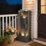 Outsunny 40" Tall Outdoor Waterfall Fountain with LED Lights and Planter, 3-Tier... - Image 7