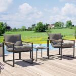 Bistro Table and Chairs Set of 2, Outdoor 3 Piece Patio Bistro Set, Small Outdoo... - Image 3