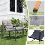 Bistro Table and Chairs Set of 2, Outdoor 3 Piece Patio Bistro Set, Small Outdoo... - Image 4