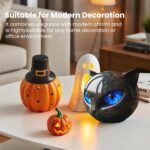 Luxury Black Cat Stone Sculpture – Handcrafted Black Cat Statue with Amber Eyes,... - Image 5