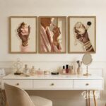 Framed Black Girl Lipstick Makeup Wall Art Prints Set of 3 African American Woma... - Image 3