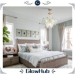 GlowHub Modern Gold Chandelier for Dining Room 20" Glass Chandelier Farmhouse 6-... - Image 3