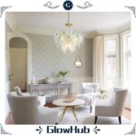 GlowHub Modern Gold Chandelier for Dining Room 20" Glass Chandelier Farmhouse 6-... - Image 4