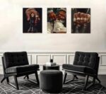 3Pcs Fashion Black Man Canvas Wall Art Luxury American Painting Black Men Pictur... - Image 5