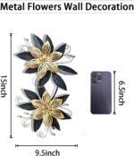 LIFFY Black Wall Decor,15" 3D Multi-layer Metal Flowers Wall Decor, Rustic Moder... - Image 3
