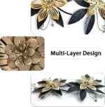 LIFFY Black Wall Decor,15" 3D Multi-layer Metal Flowers Wall Decor, Rustic Moder... - Image 4