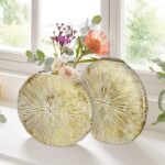 Gold Metal Vase for Home Decor – 11.4" x 10.2" Modern Decorative Vase for Pampas... - Image 5