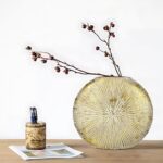Gold Metal Vase for Home Decor – 11.4" x 10.2" Modern Decorative Vase for Pampas... - Image 6