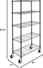 Amazon Basics 5-Shelf Heavy Duty Garage Shelving Storage Rack with 4" Wheel Cast... - Image 4
