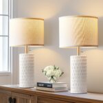 Reaketon 20" Small Ceramic Table Lamps for Bedroom Set of 2, Modern Table Lamps ... - Image 3