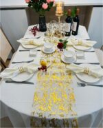 Gold Table Runner 11 Inch x 100 Feet Inches, Glitter Metallic Mesh Gold Runner R... - Image 3