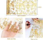 Gold Table Runner 11 Inch x 100 Feet Inches, Glitter Metallic Mesh Gold Runner R... - Image 4