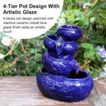 Glitzhome 12" H Ceramic Cobalt Blue Tabletop Fountain with Pump, 4-Tiered Indoor... - Image 5