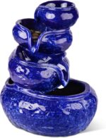 Glitzhome 12" H Ceramic Cobalt Blue Tabletop Fountain with Pump, 4-Tiered Indoor... - Image 7