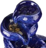 Glitzhome 12" H Ceramic Cobalt Blue Tabletop Fountain with Pump, 4-Tiered Indoor... - Image 9