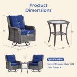 Wumiokio Patio Furniture Sets, 3 Pieces Wicker Outdoor Furniture - 360 Degree Sw... - Image 4