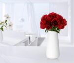 D'vine Dev 8 Inch Ceramic Flower Vase Textured Finishing, Minimalist Design for ... - Image 8