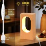 YIEONSHION LED Wood Desk Lamp, Dimmable Bedside Night Light for Bedroom, Creativ... - Image 3