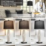 QiMH Table Lamps Set of 2, Bedroom Lamp with USB A+C Charging Ports, Modern Glas... - Image 3